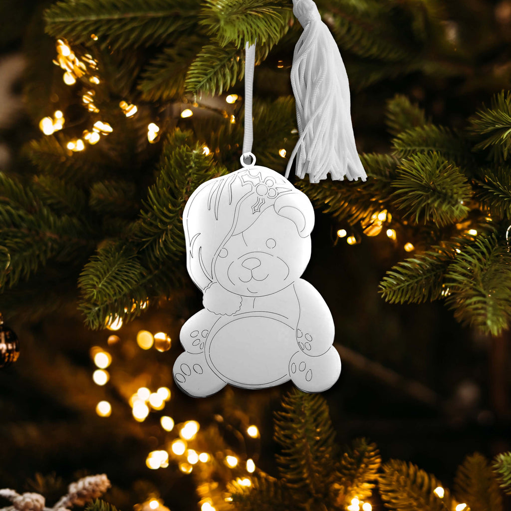 Teddy Bear Ornament with White Tassel