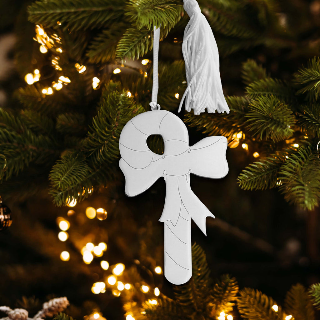Candy Cane Ornament with White Tassel
