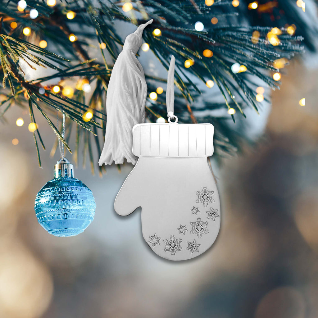 Winter Mitten Ornament with White Tassel