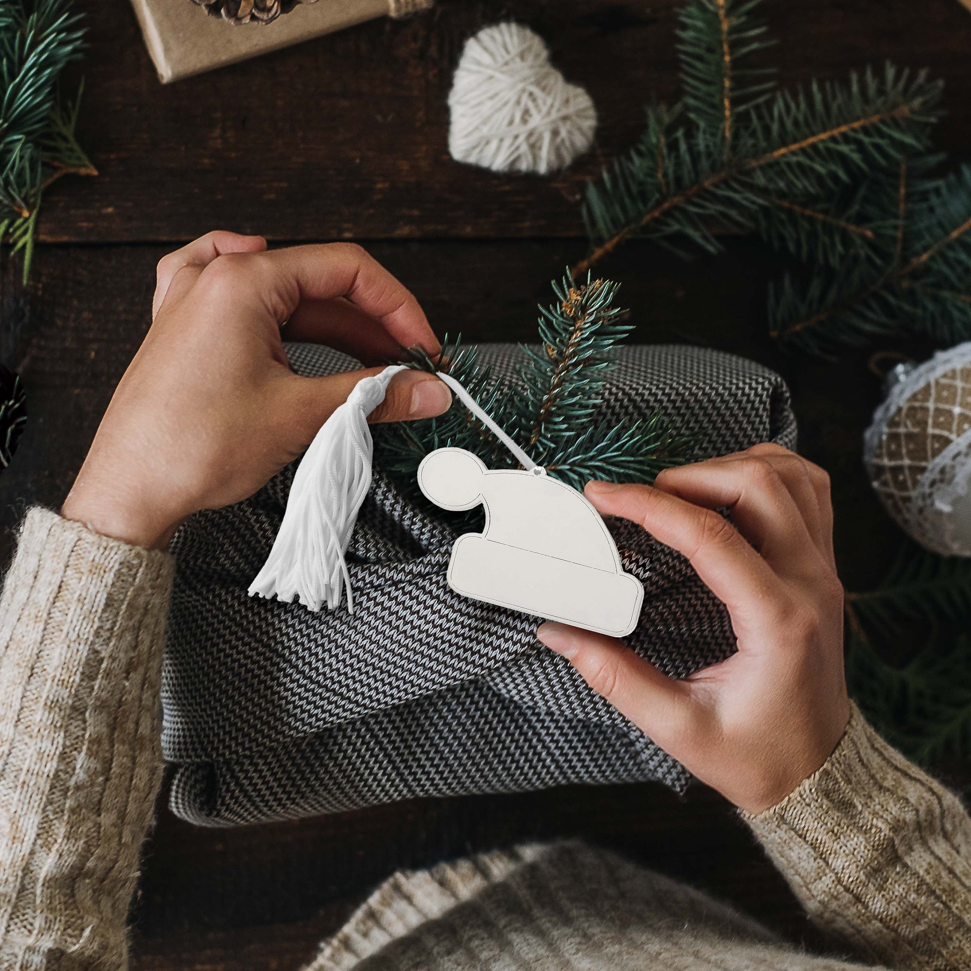 Santa Hat Ornament w/White Tassel