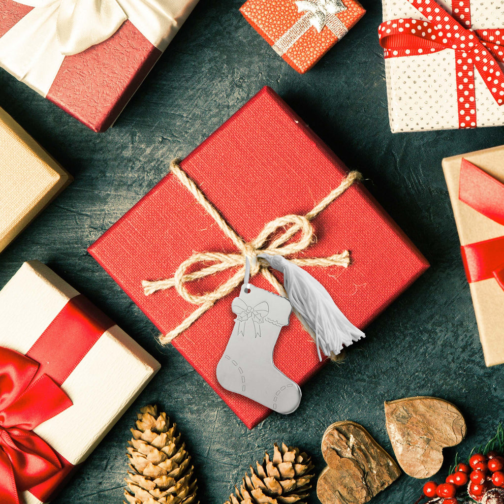 Stocking Ornament w/White Tassel